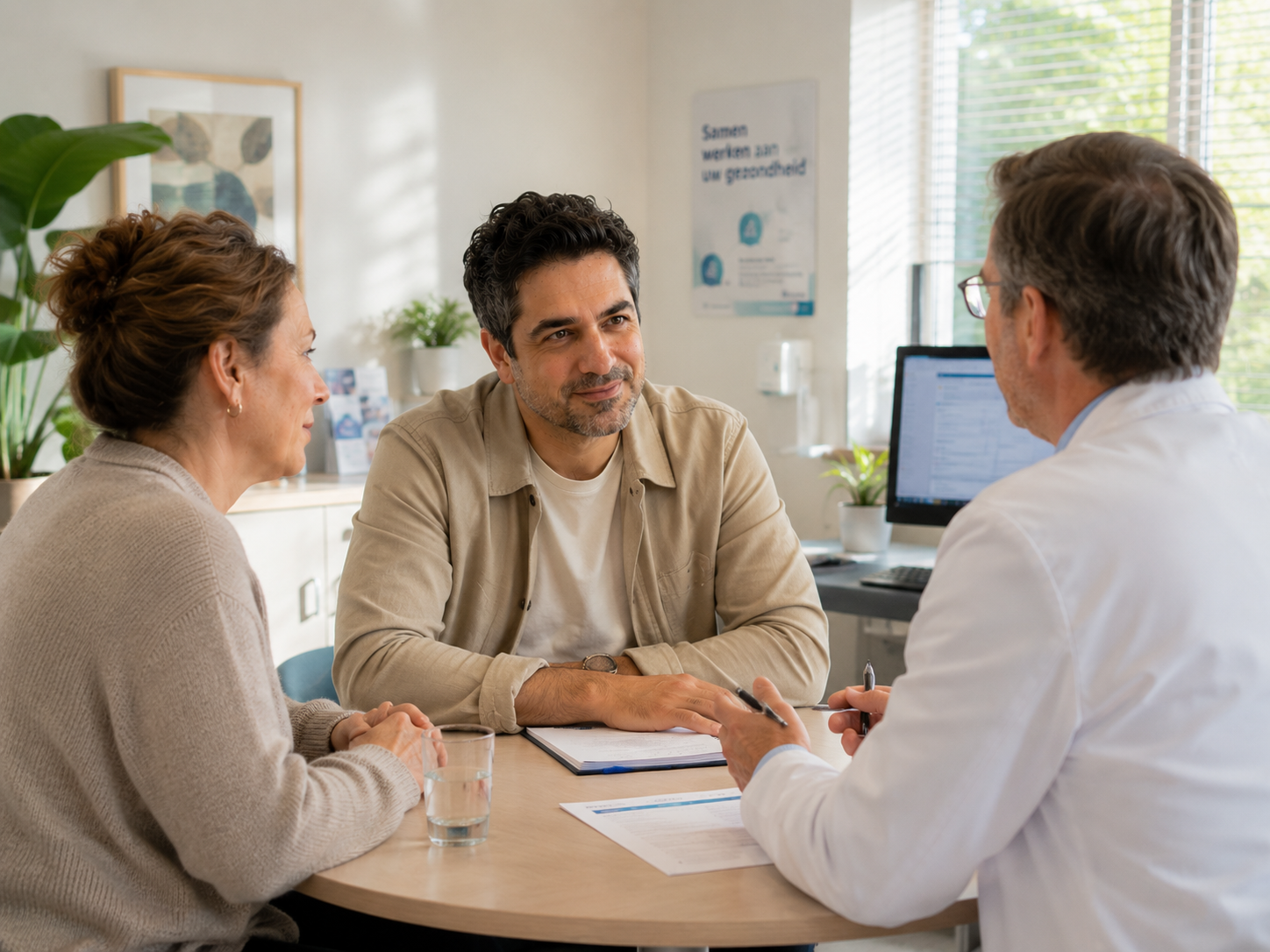 Ambulant begeleider ondersteunt een cliënt tijdens een gesprek met een arts