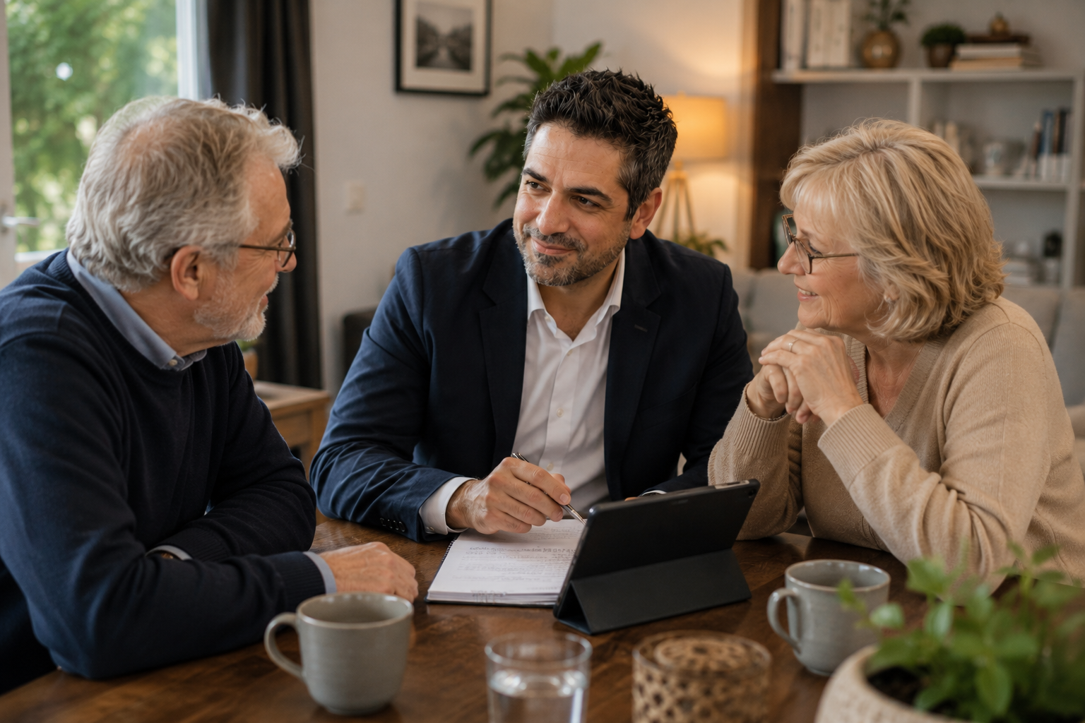 Persoonlijk gesprek aan tafel in een rustige omgeving